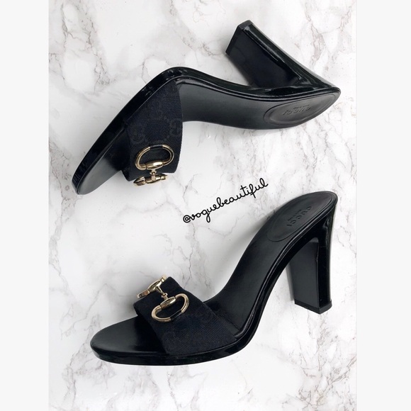 Gucci Shoes - Gucci Monogram Horsebit Heeled Sandals